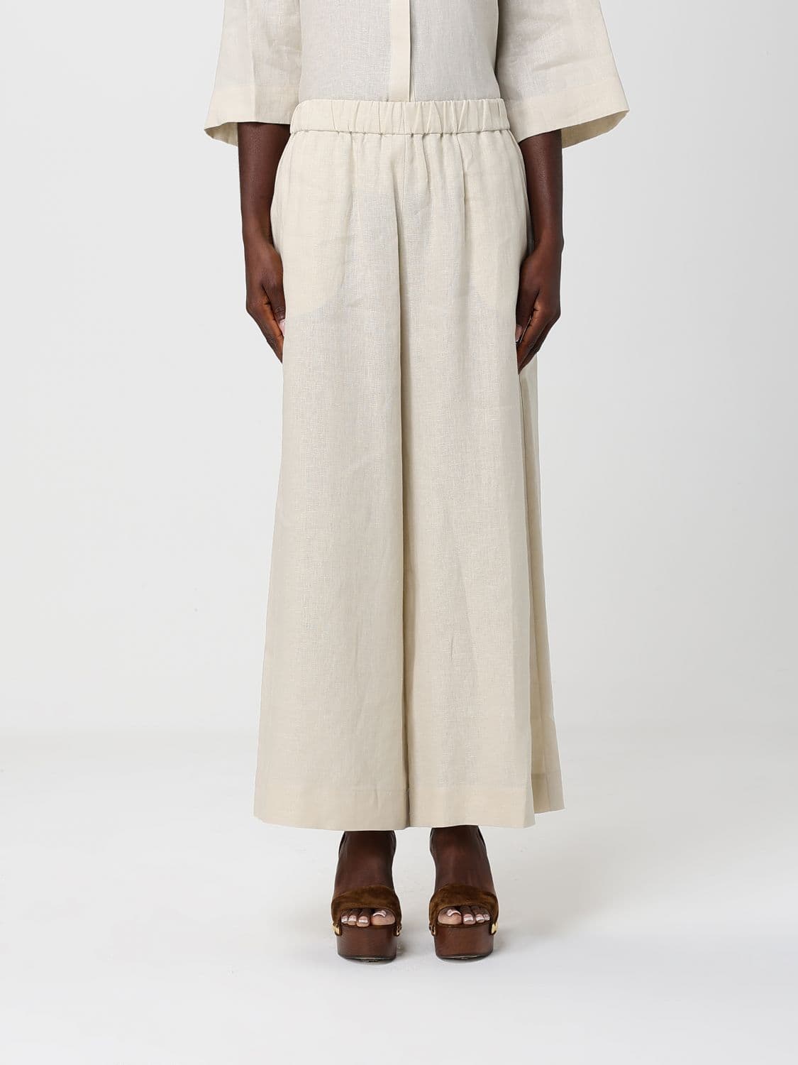 Mm Max Mara Linen Crop Trousers