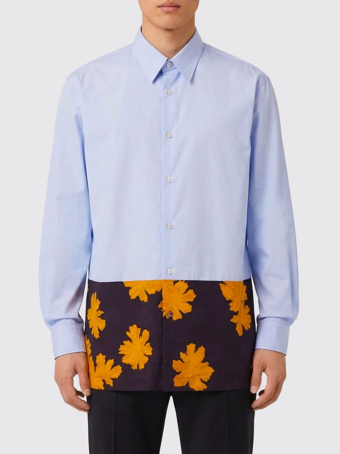 Dries Van Noten Patchwork Cotton Blend Shirt