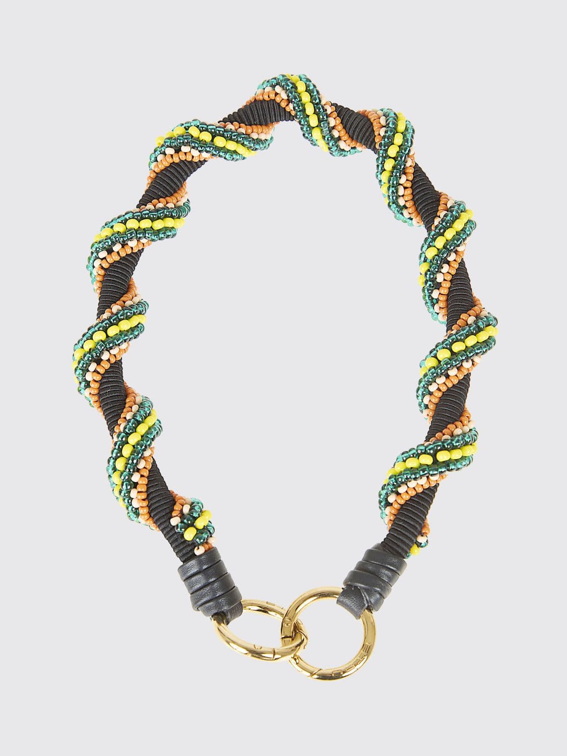 Etro Handle in Leather and Braided Fabric with Torchons Beads
