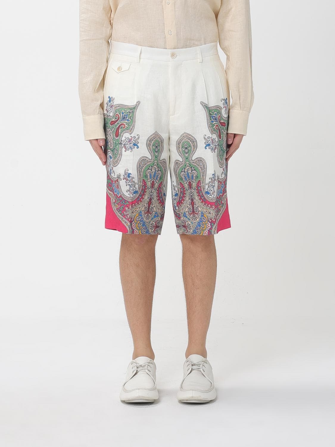 Etro Tailored Linen Shorts with Paisley Print · 50