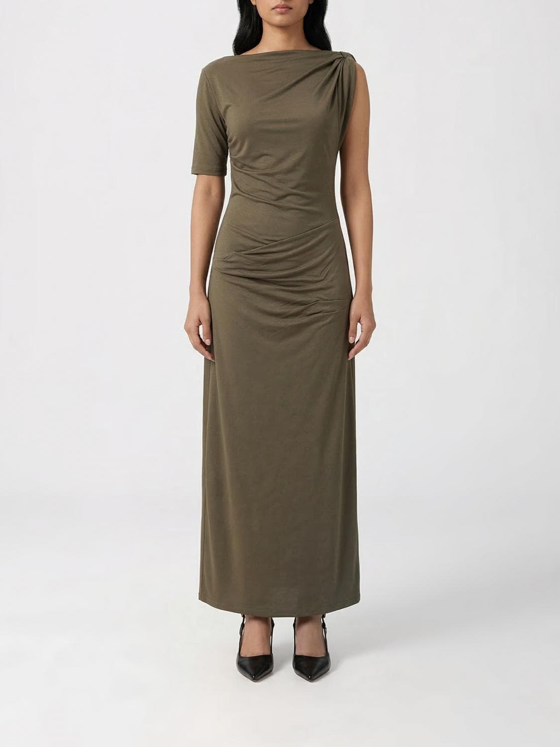 Jacquemus One-Shoulder Dress in Cotton and Silk · M