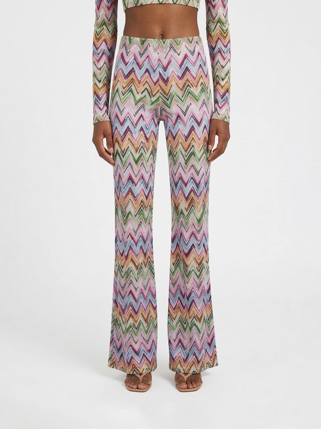 Missoni Flared Jersey Trousers with Zig-Zag Motif · 44
