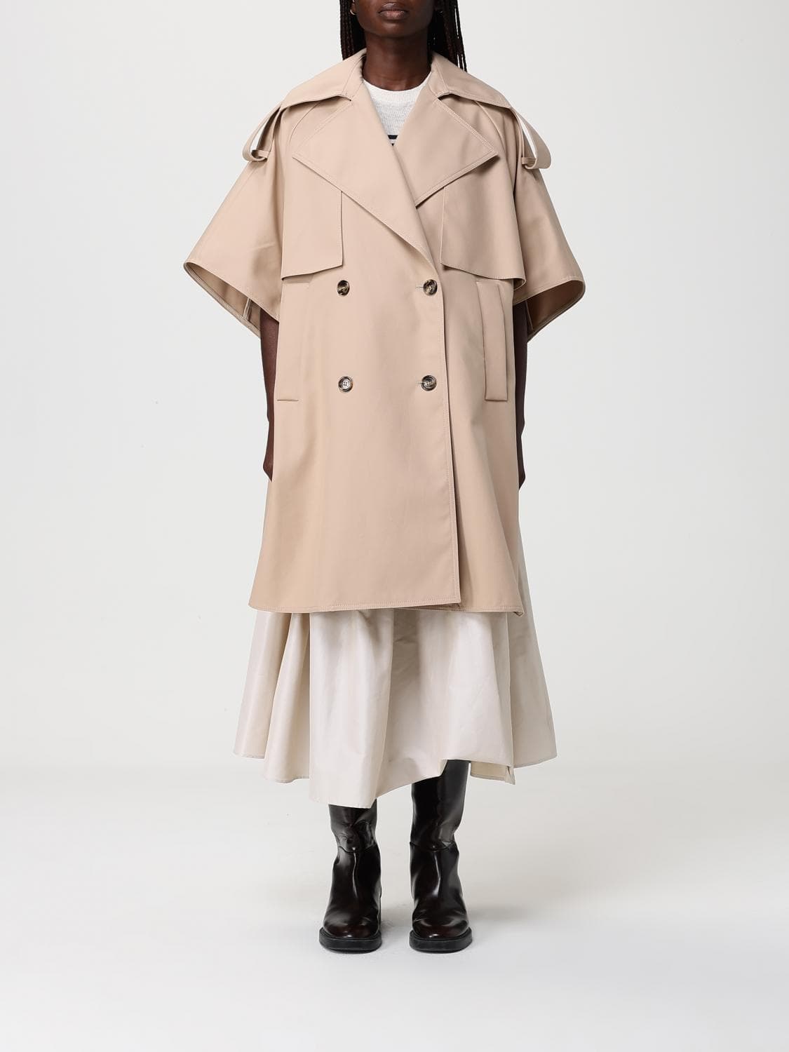 Max Mara Oversized Cotton Double Breasted Trench Coat