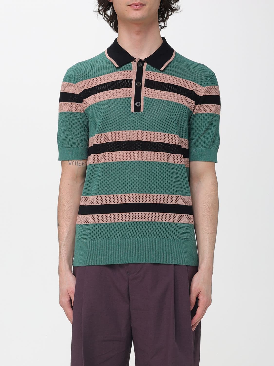 Dries Van Noten Striped Viscose Polo Shirt