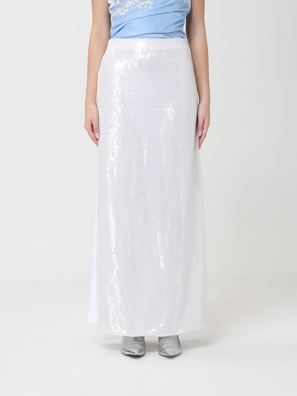 Moschino Couture Cotton Blend Long Skirt with Sequins