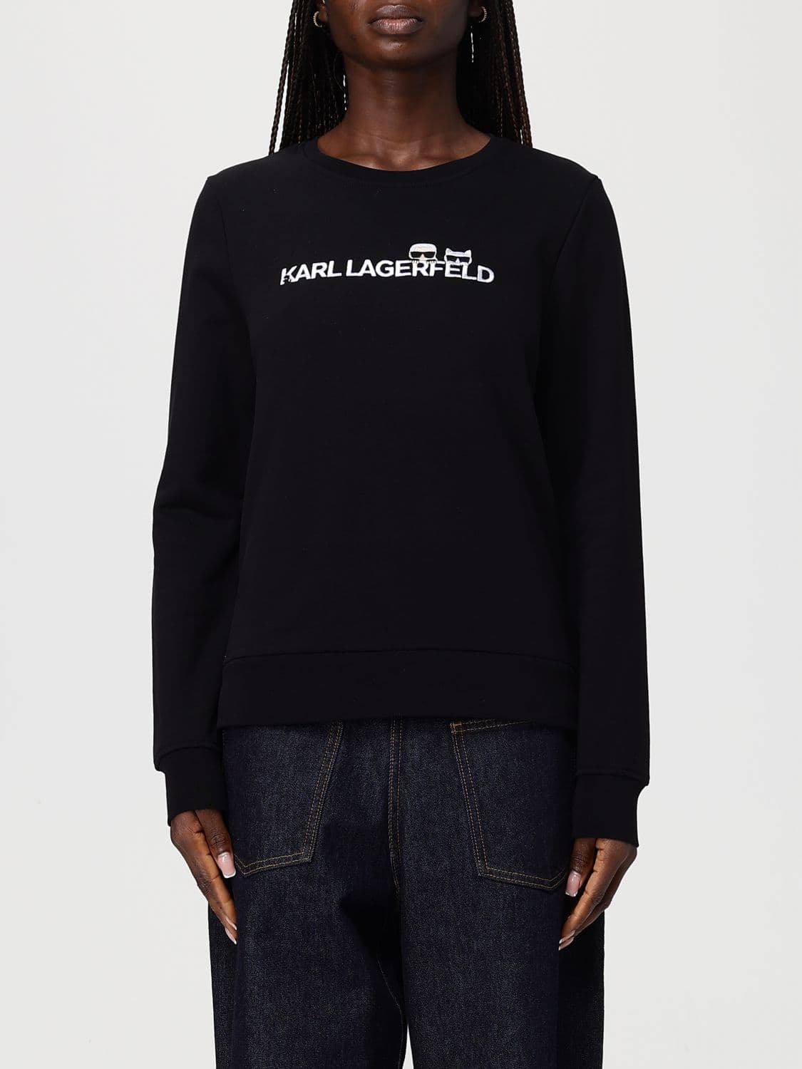 Karl Lagerfeld Cotton Crew Neck Sweatshirt with Logo