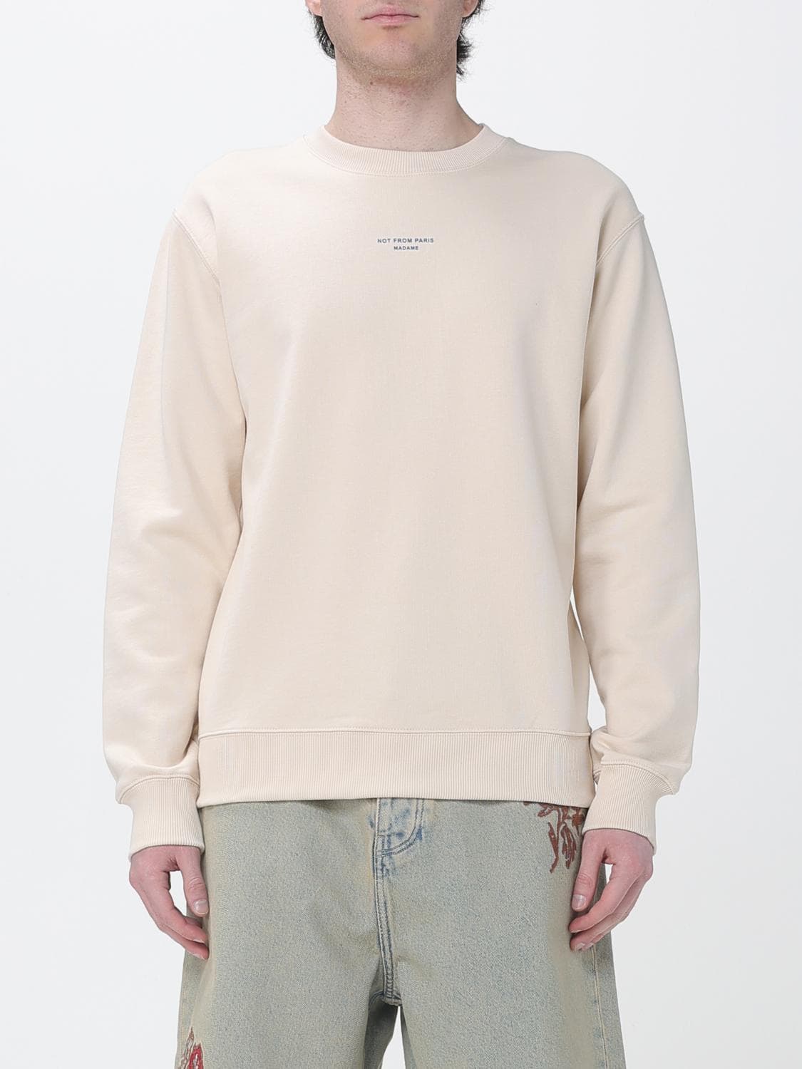 Drôle De Monsieur Cotton Crew Neck Sweatshirt with Slogan