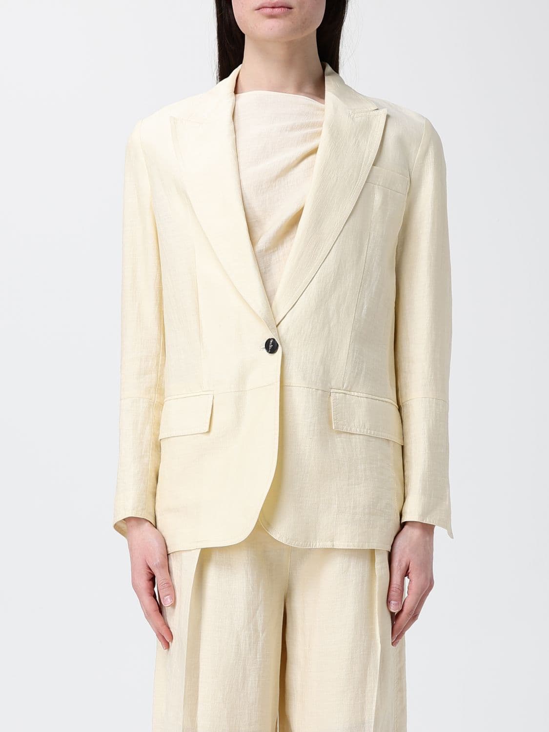 Tela Linen Blend Single-Breasted Blazer