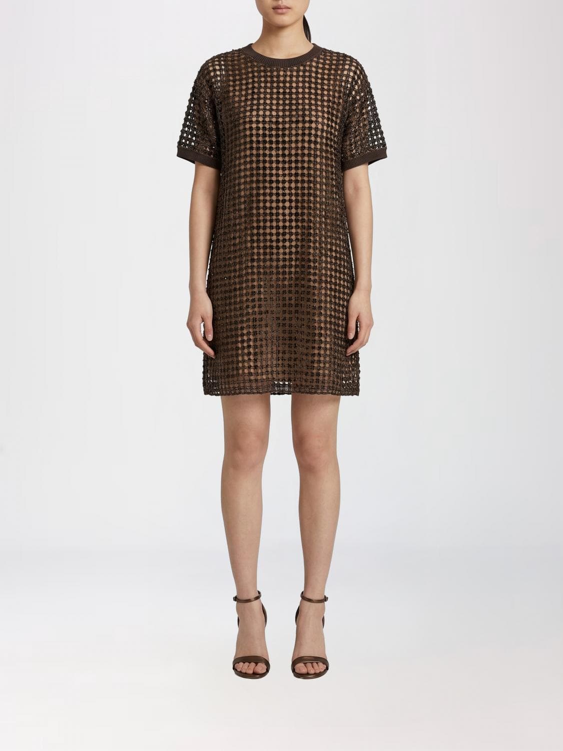 Brunello Cucinelli Silk and Linen Dress with Sequins