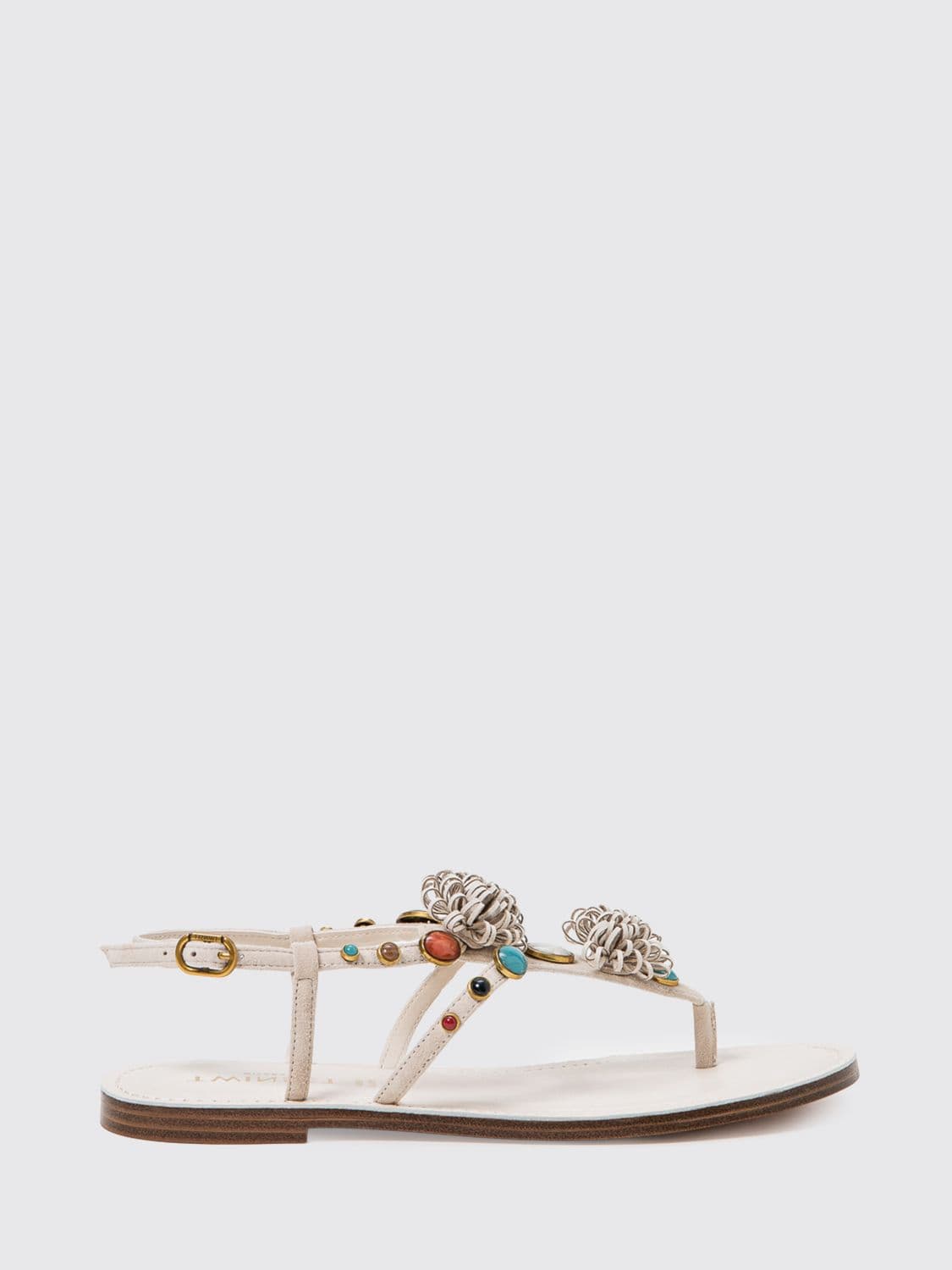 Twinset Leather Sandal with Decoration and Stones