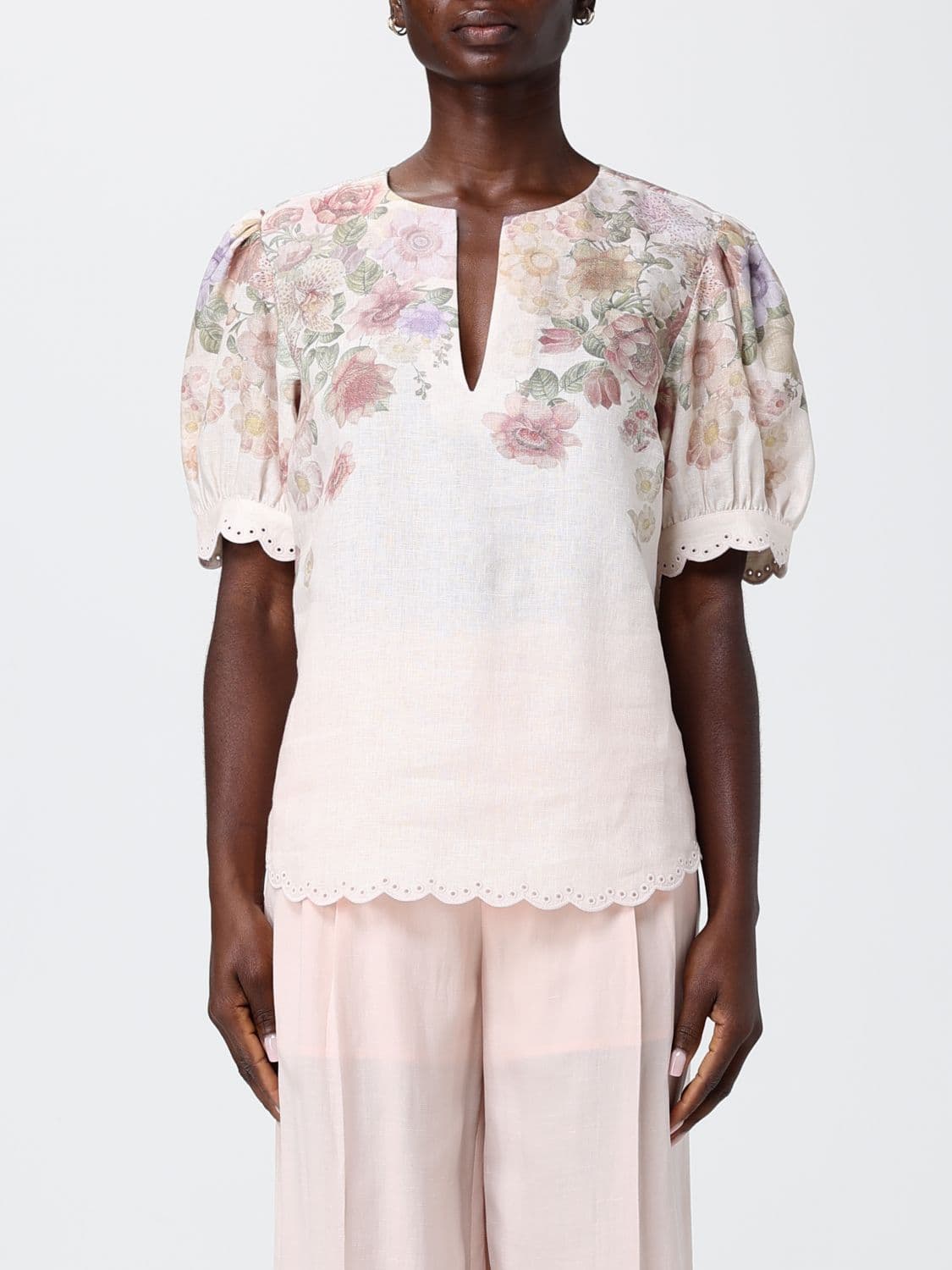 Twinset Floral Print Linen Blouse · 46