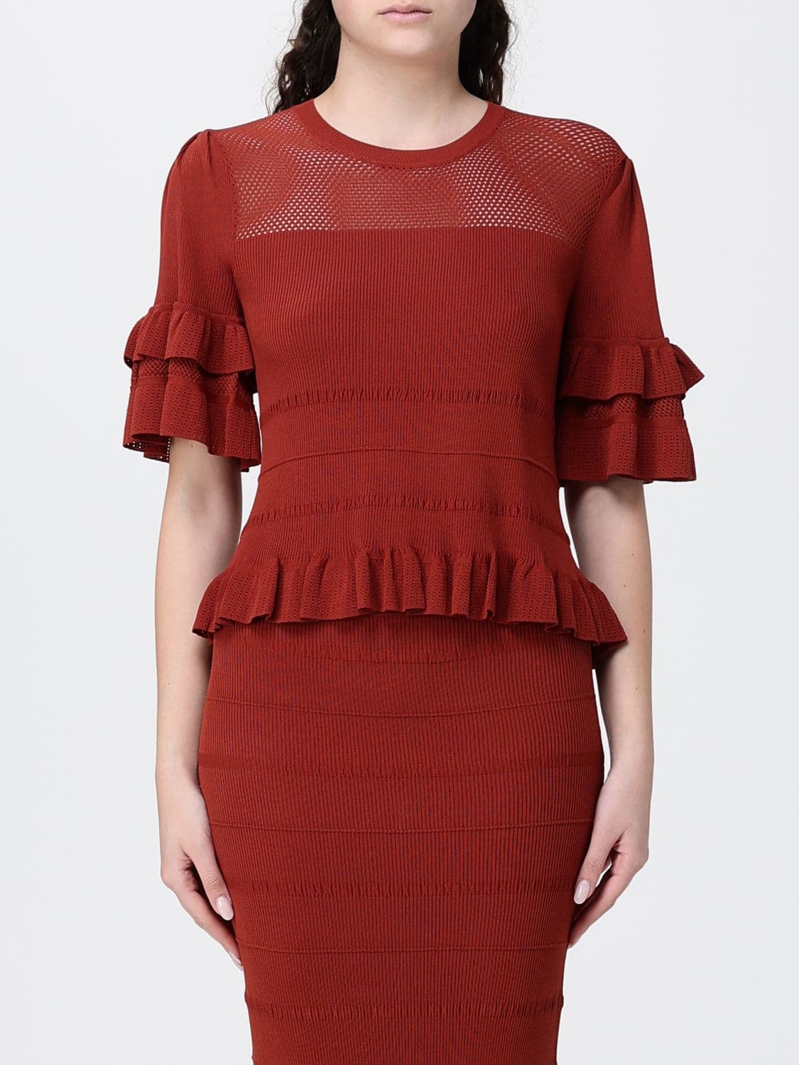 Twinset Stretch Viscose Knit with Ruffles