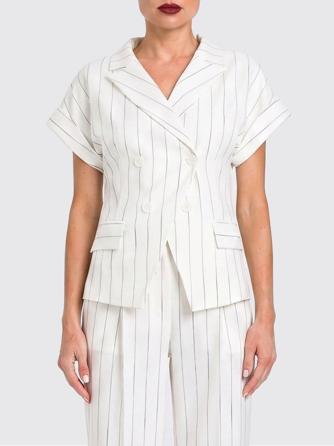 Twinset Pinstriped Double Breasted Blazer · L