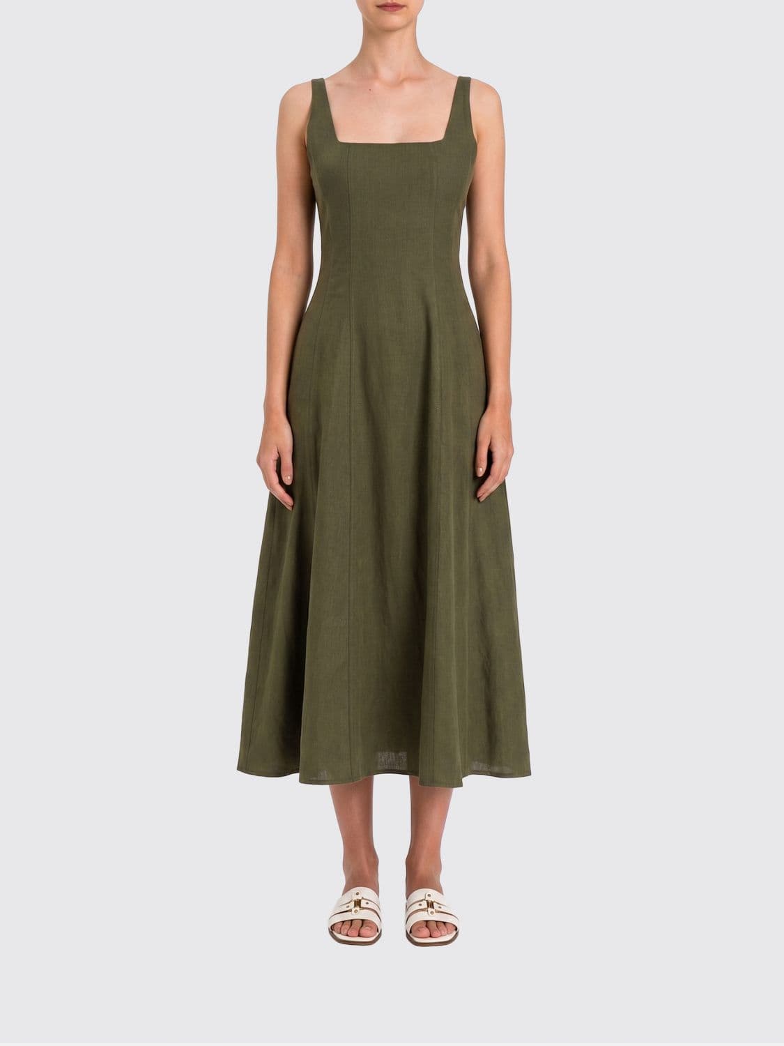 Twinset Linen Blend Midi Dress