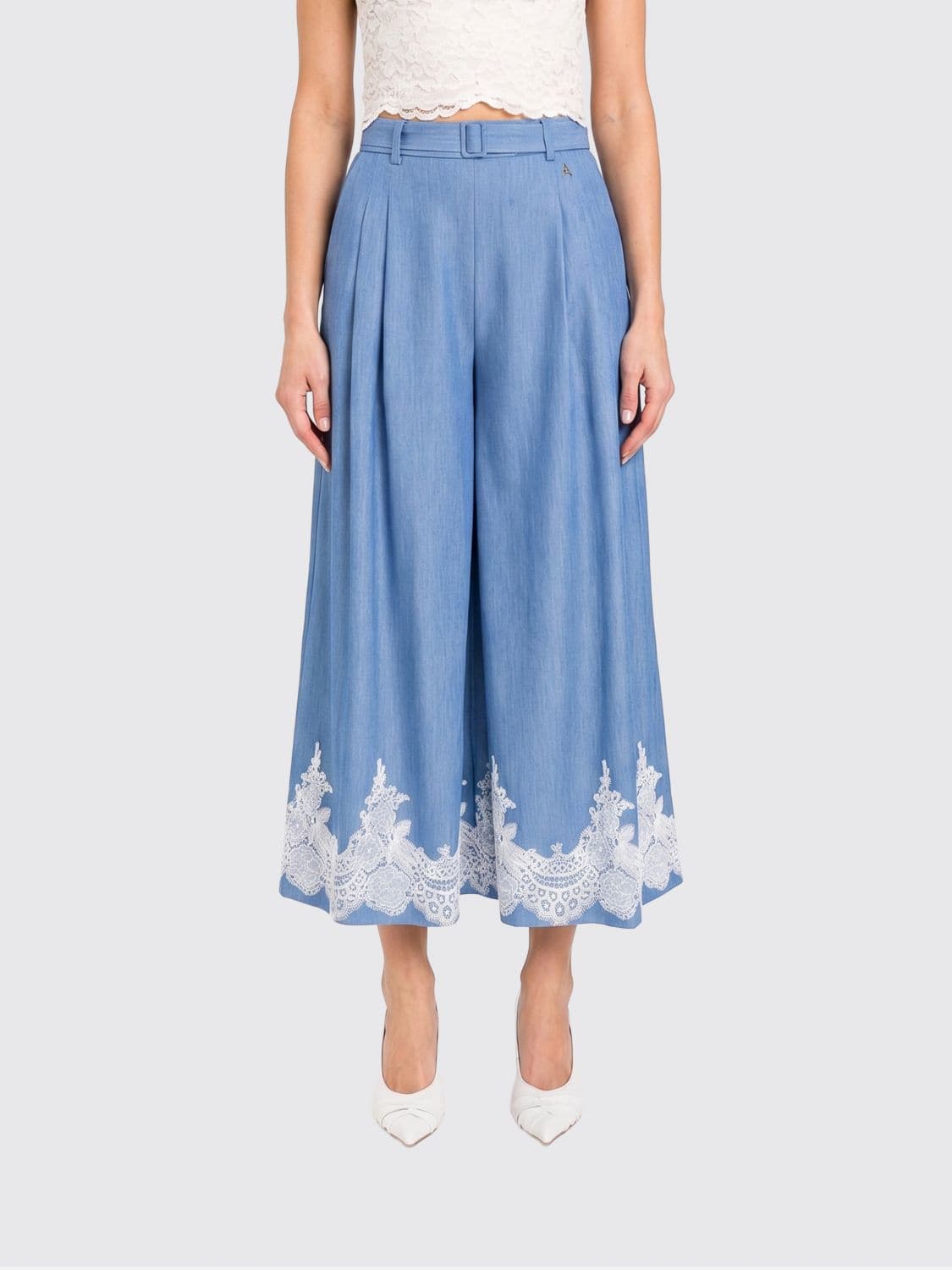 Twinset Cropped Cotton Trousers with Inserts