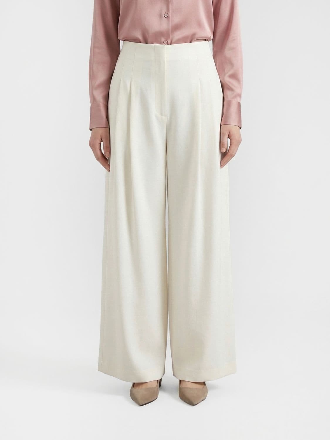 Brunello Cucinelli Wide Leg Cotton Blend Trousers