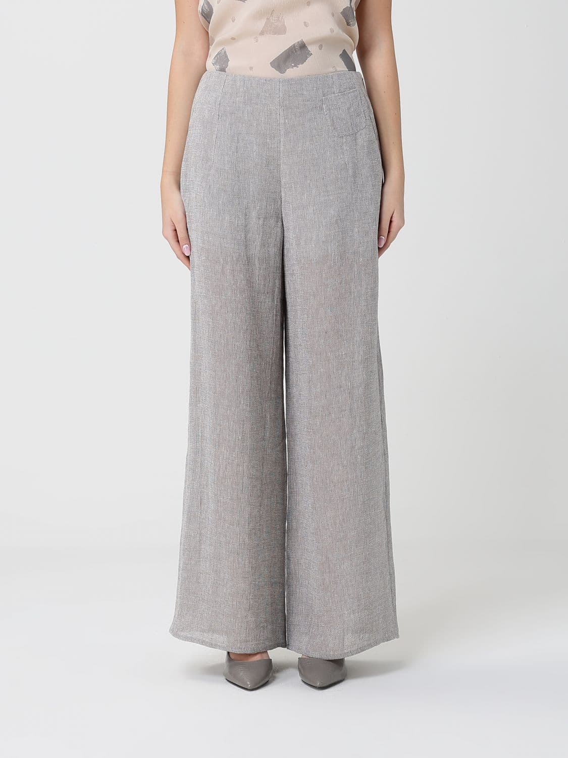 Emporio Armani Linen Blend Palazzo Trousers