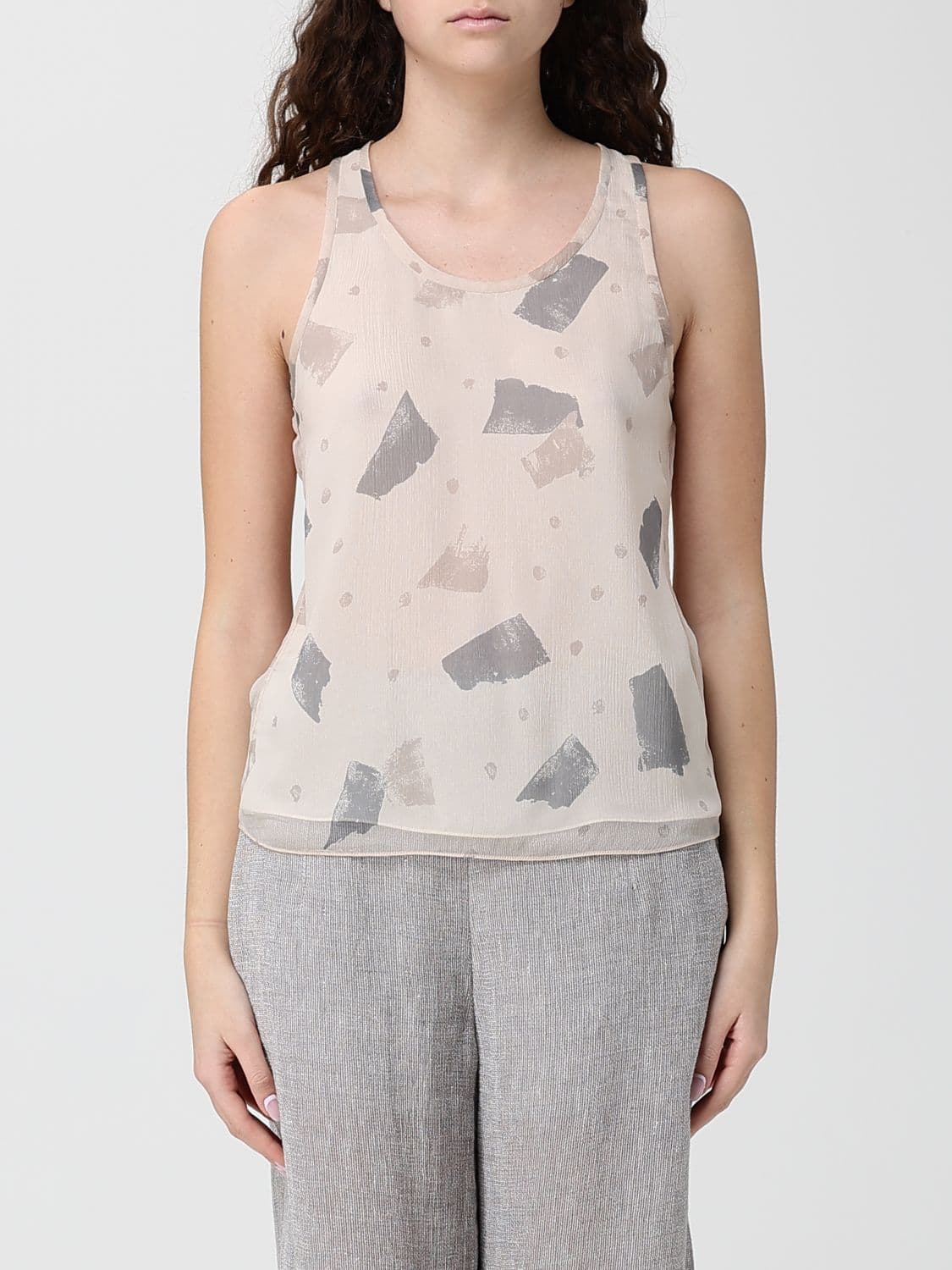 Emporio Armani Printed Silk Blend Top