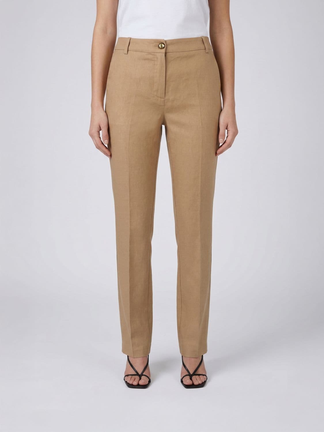 Pinko Cropped Fit Linen Blend Trousers