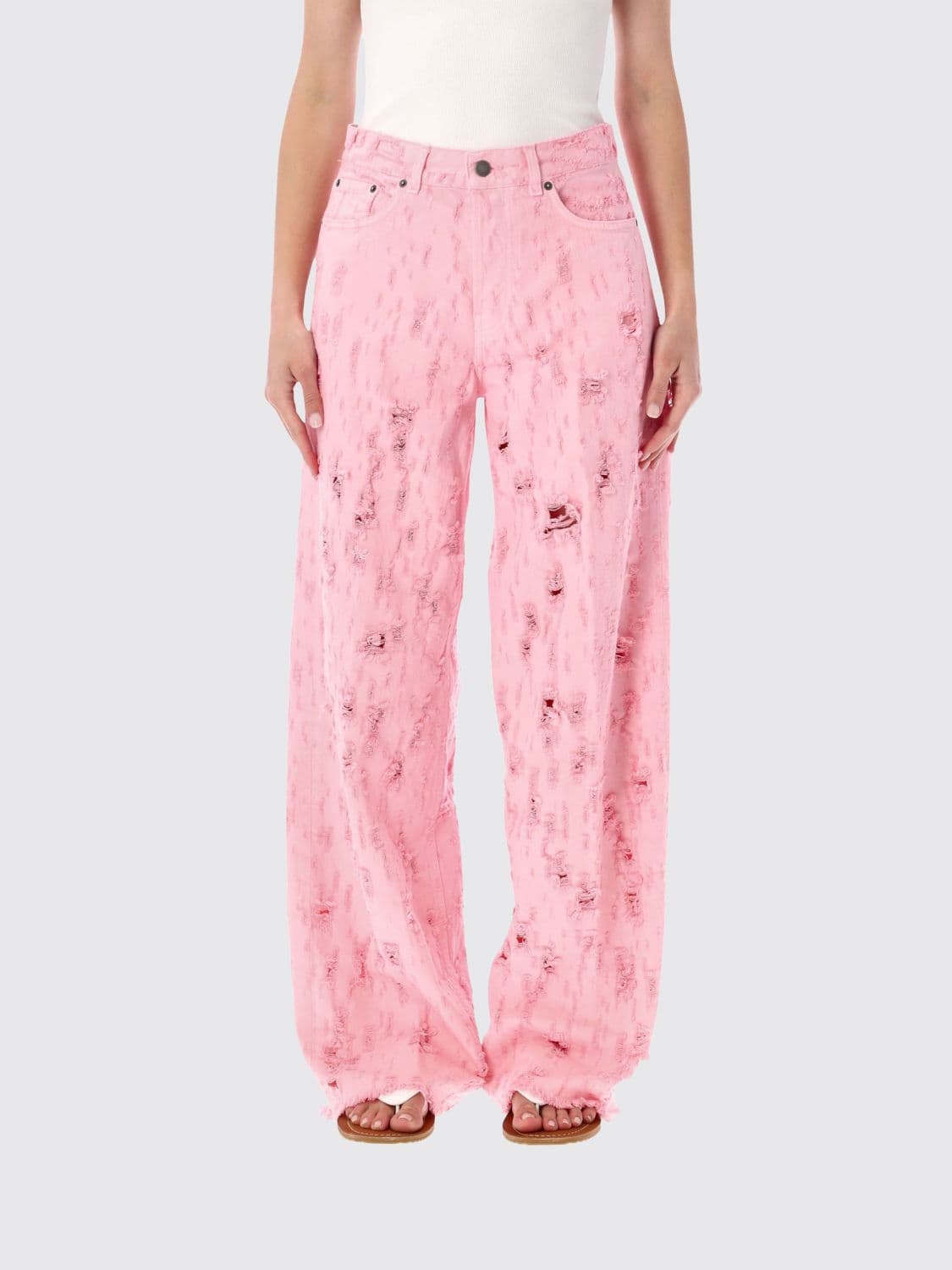 Haikure Distressed Denim Wide-leg Jeans · 25