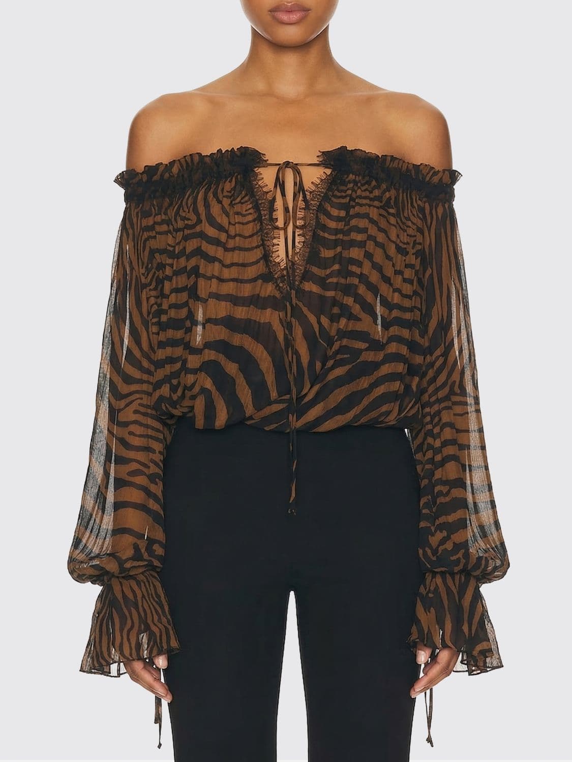 Blumarine Viscose Blouse with Animal Print · 42