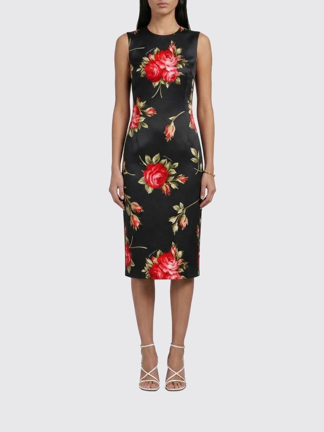 Dolce & Gabbana Viscose Midi Dress with Floral Print
