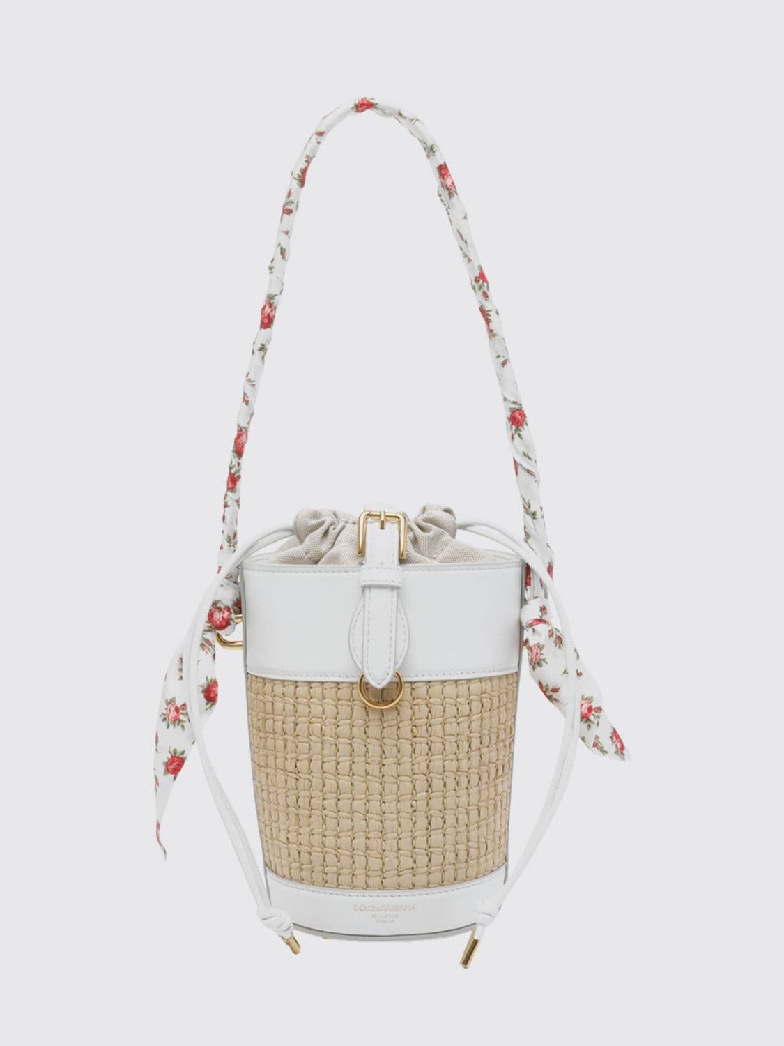 Dolce & Gabbana Capri Raffia And Leather Bucket Bag