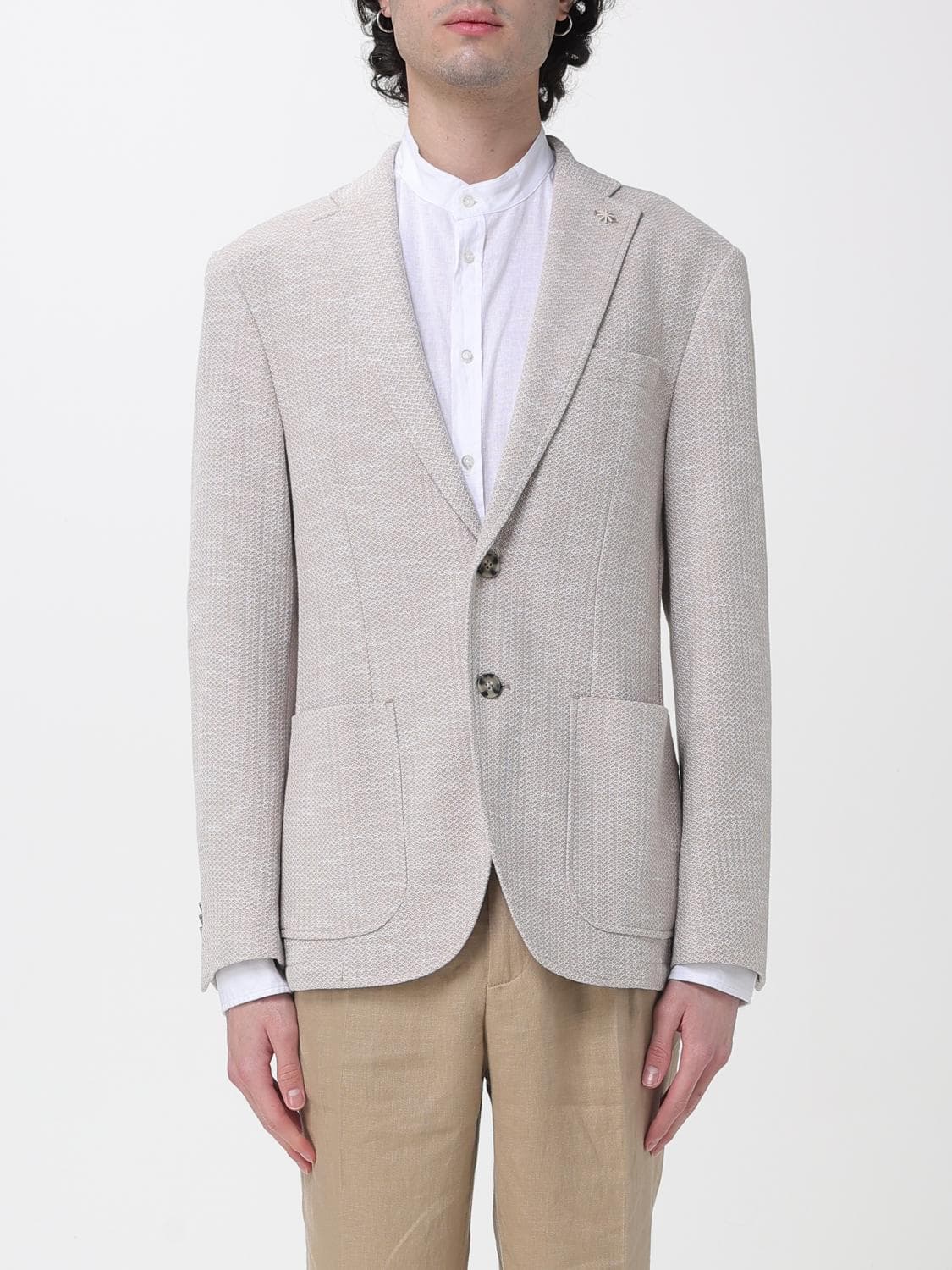 Manuel Ritz Cotton and Linen Single Breasted Blazer