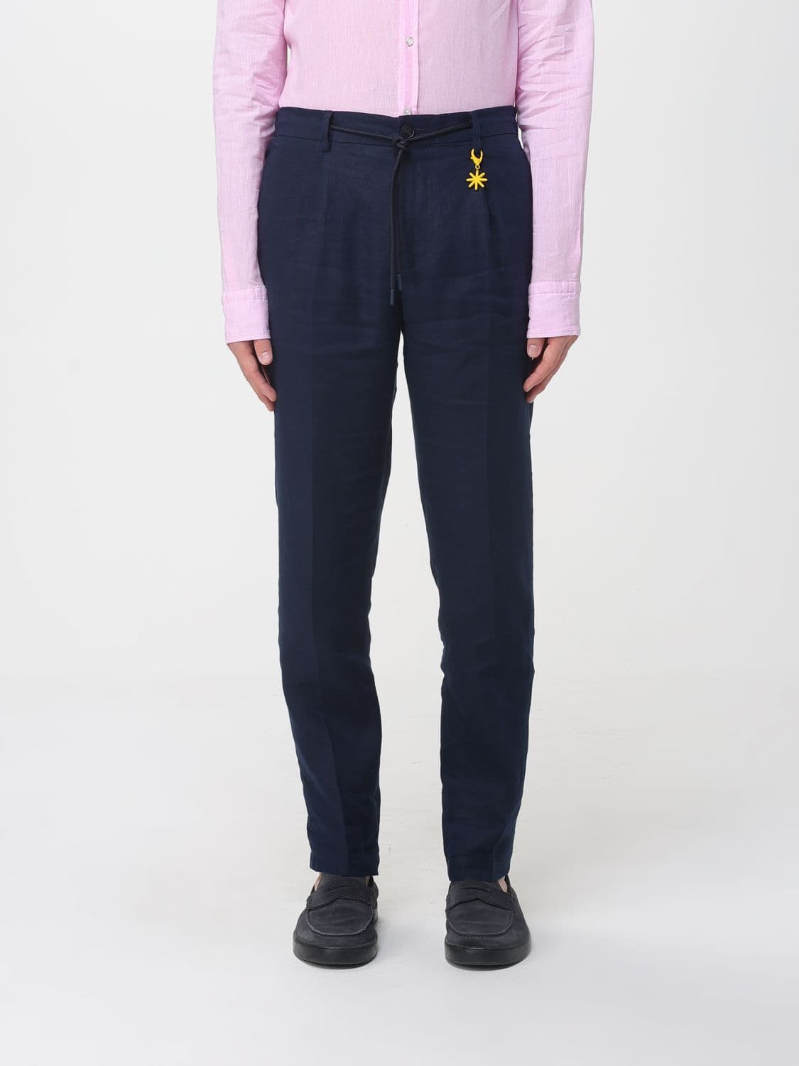 Manuel Ritz Linen Slim Fit Trousers with Drawstring