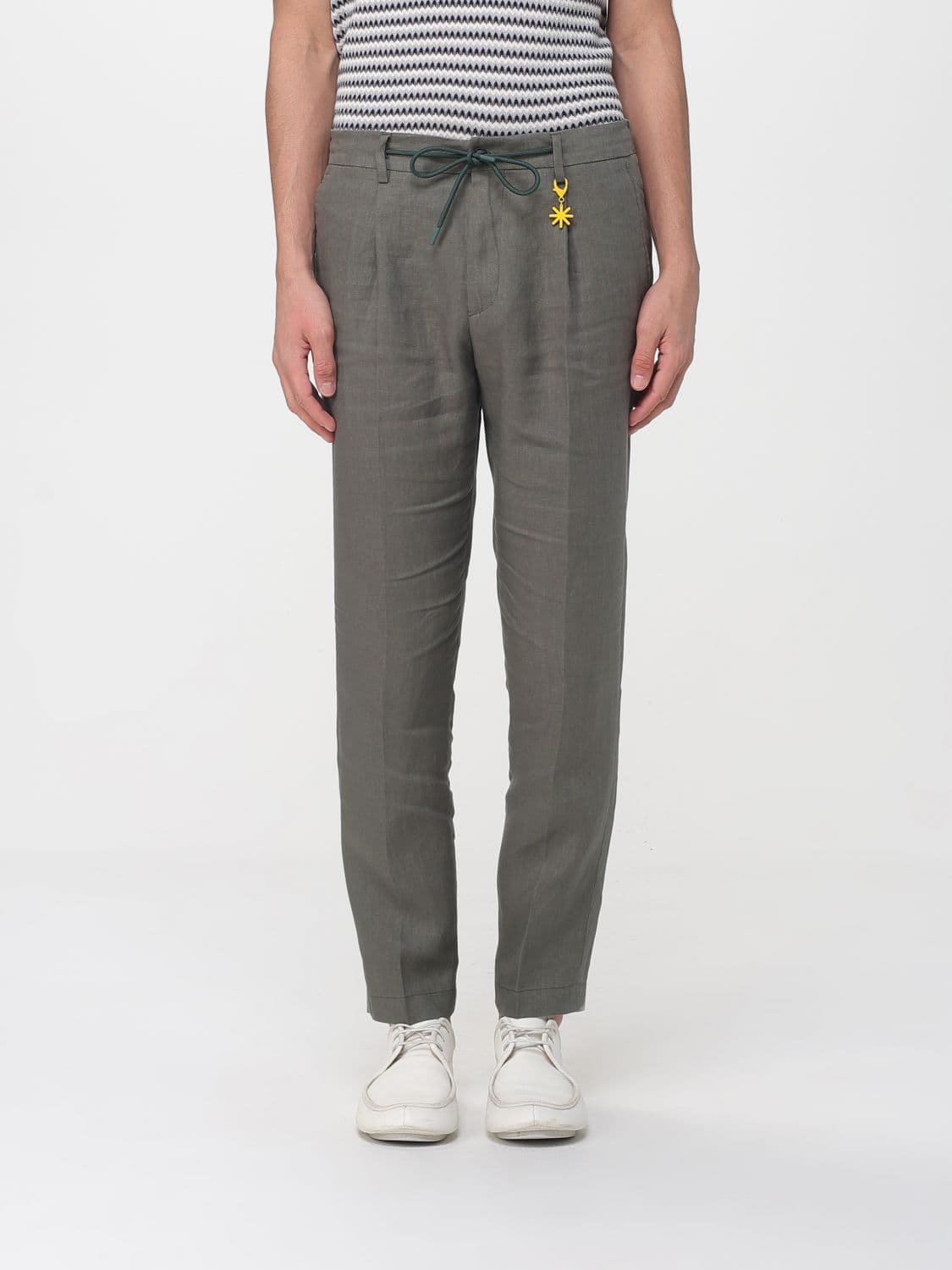 Manuel Ritz Linen Slim Fit Trousers with Drawstring