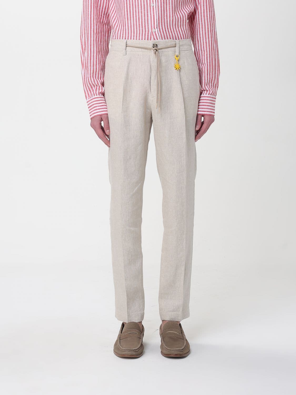 Manuel Ritz Linen Slim Fit Trousers with Drawstring