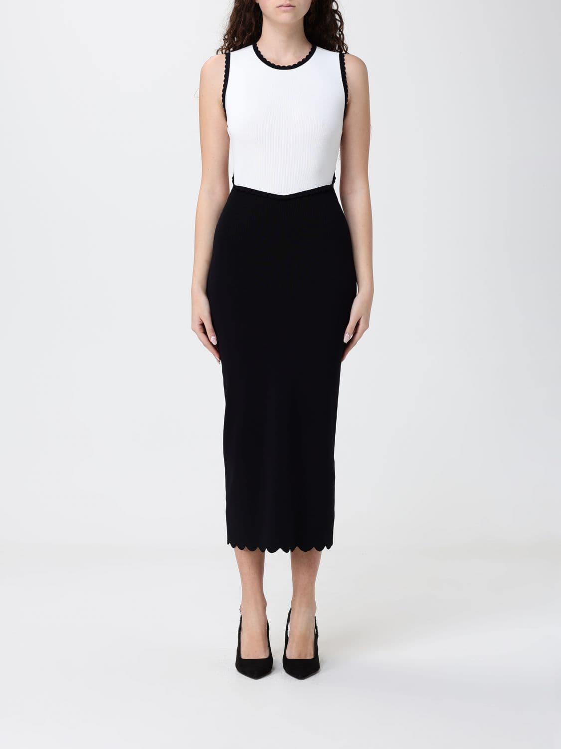 Twinset Bicolor Sheath Dress in Viscose Blend