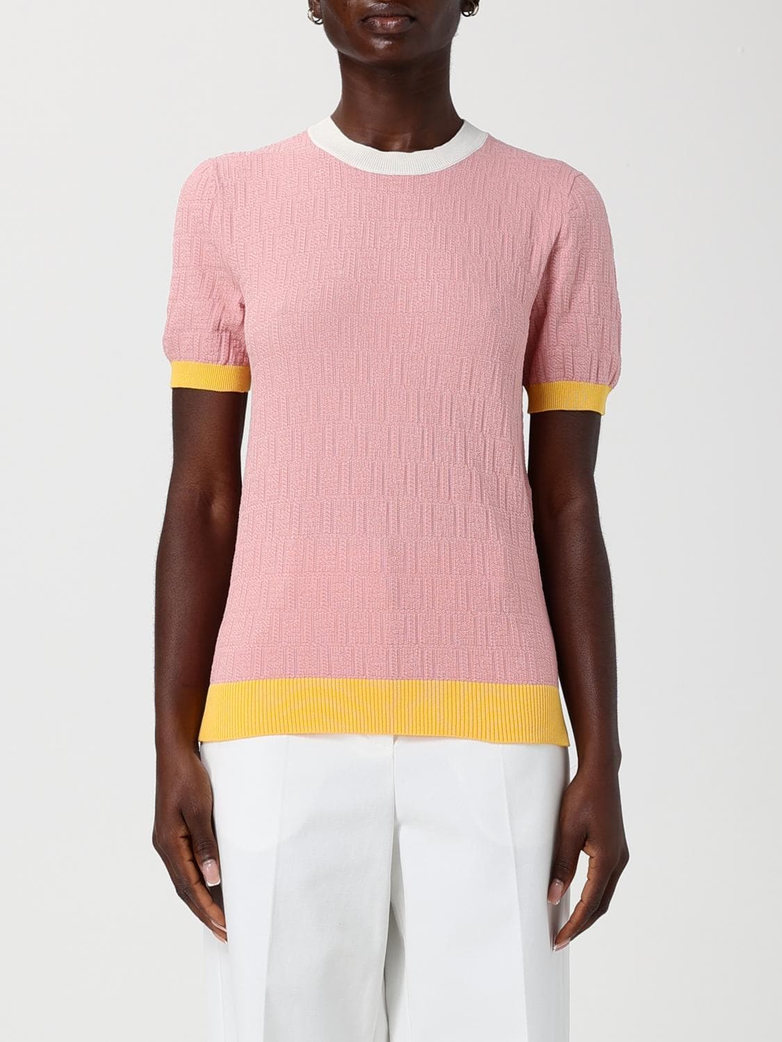Fendi Cotton and Silk Crew Neck Pullover