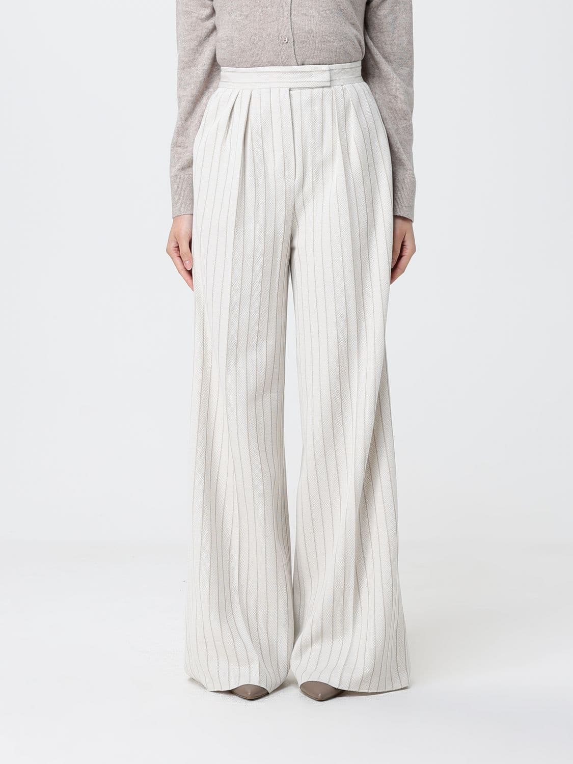 Max Mara Striped Cotton Palazzo Trousers