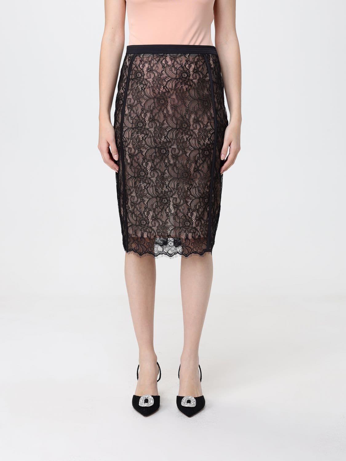 Elisabetta Franchi Lace Midi Skirt