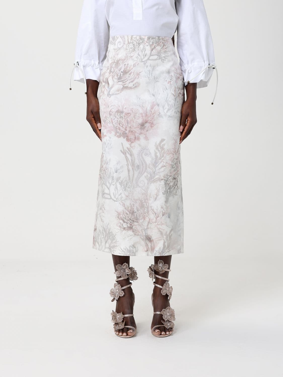 Max Mara Gabardine and Organza Midi Skirt · 40