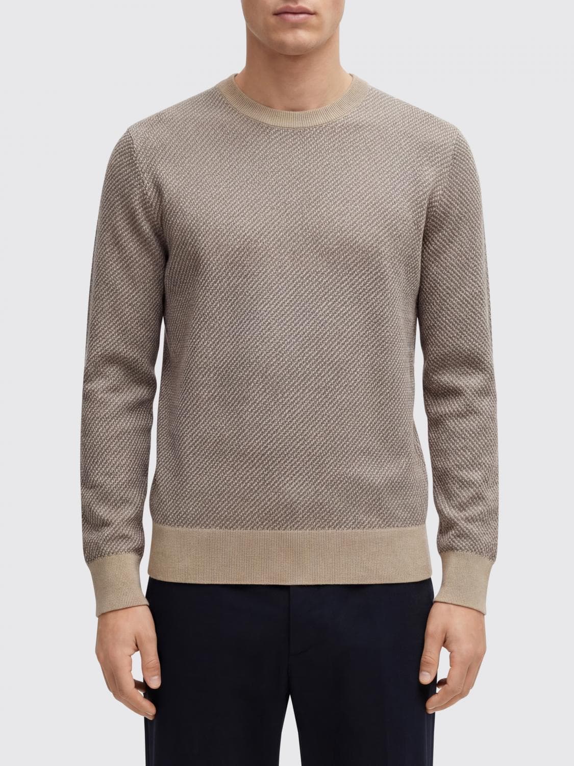 Boss Cotton and Silk Blend Crew Neck Pullover