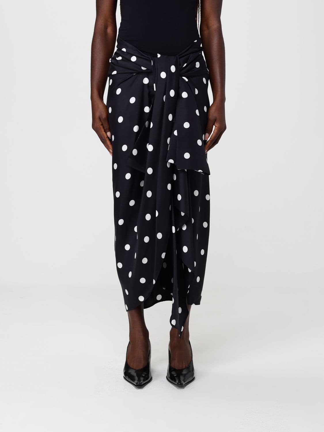Sportmax Polka Dot Satin Midi Skirt · 38