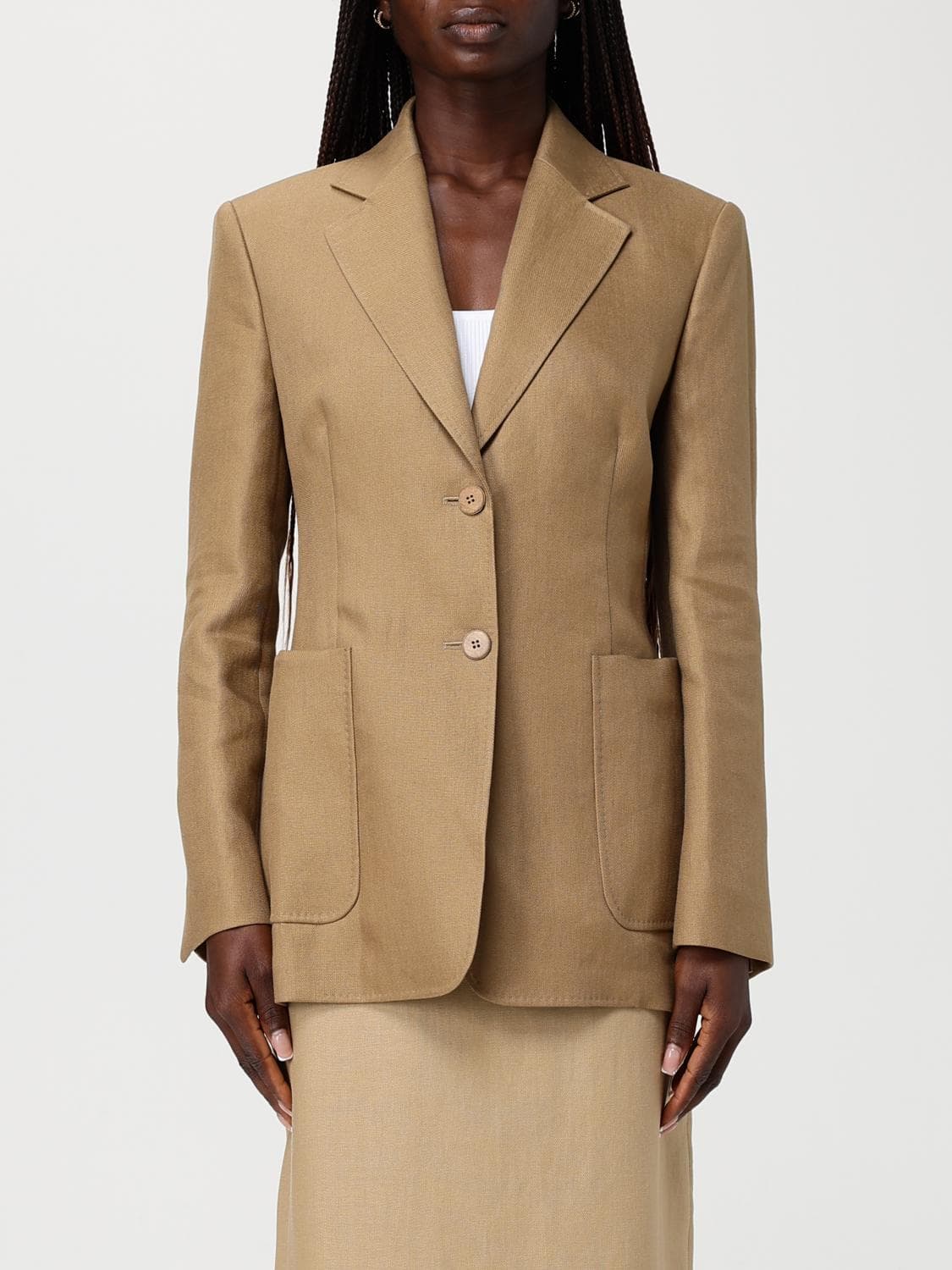 Max Mara Single-Breasted Camel Drap Blazer