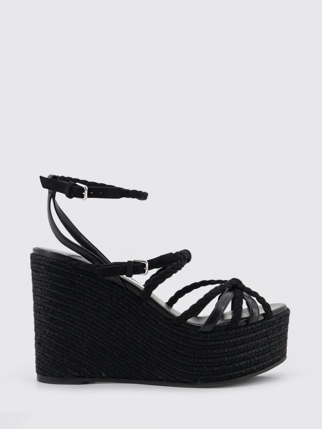 Jimmy Choo Nyra Wedge Sandal in Woven Leather and Suede · 41