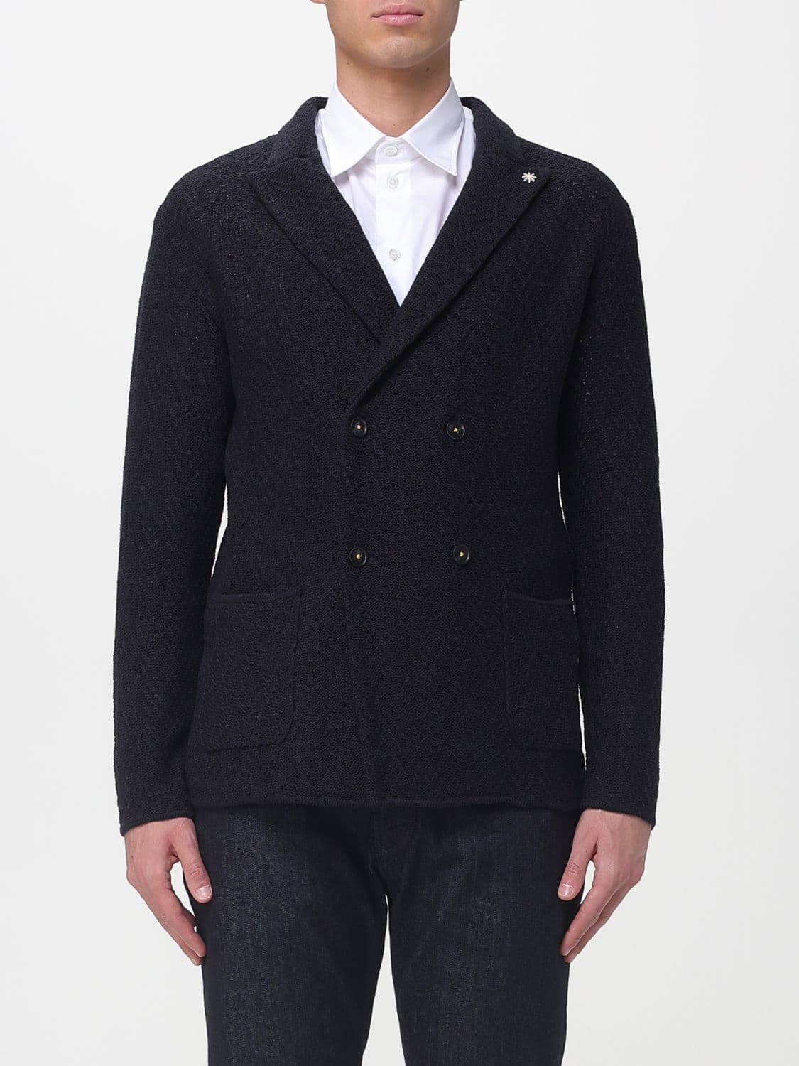 Manuel Ritz Double-Breasted Blazer in Cotton Blend