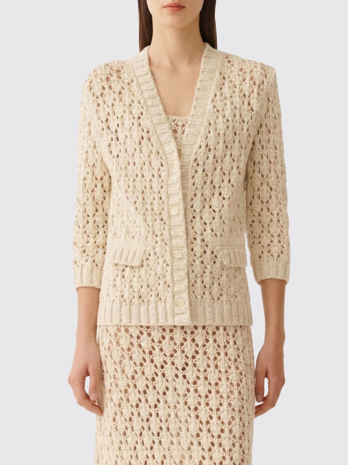 Fabiana Filippi Crochet Cotton Blend Cardigan