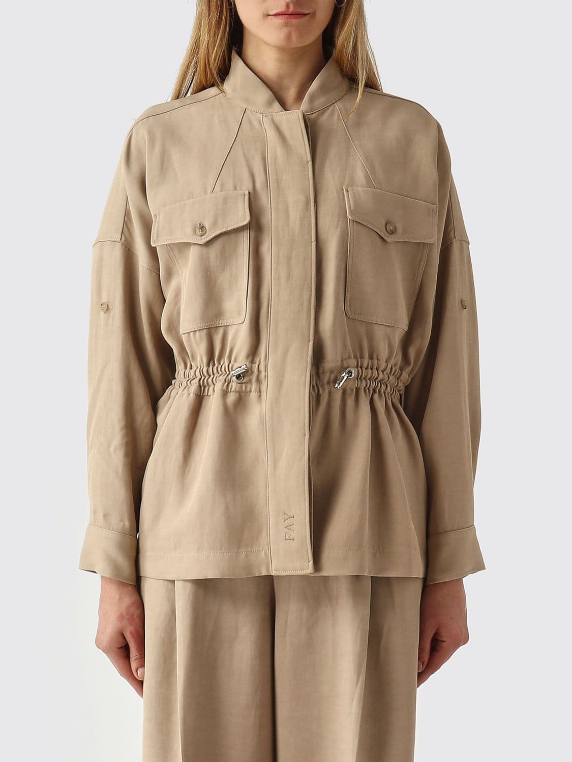 Fay Viscose and Linen Shirt Jacket