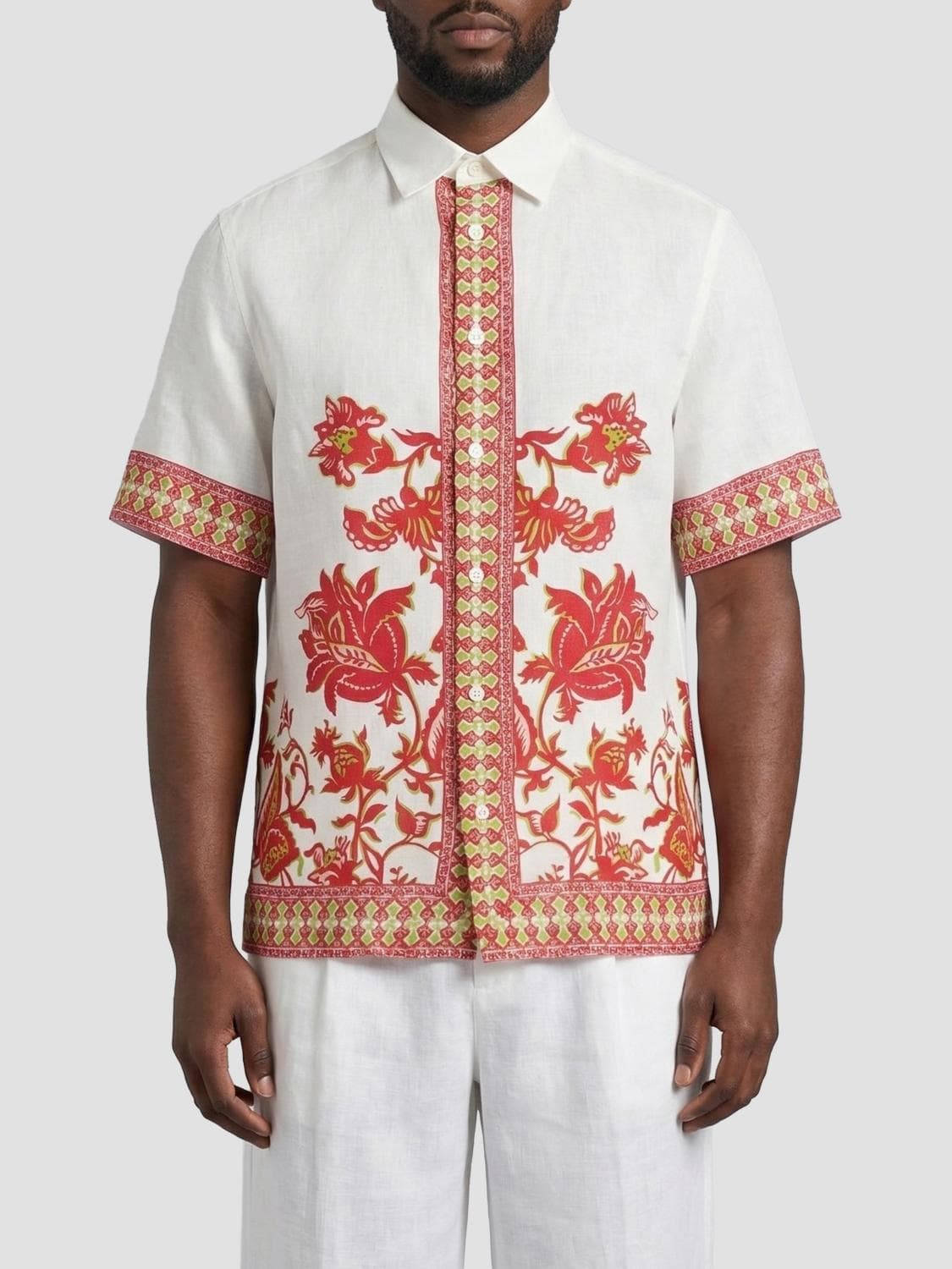 Etro Linen Shirt with Floral Motif