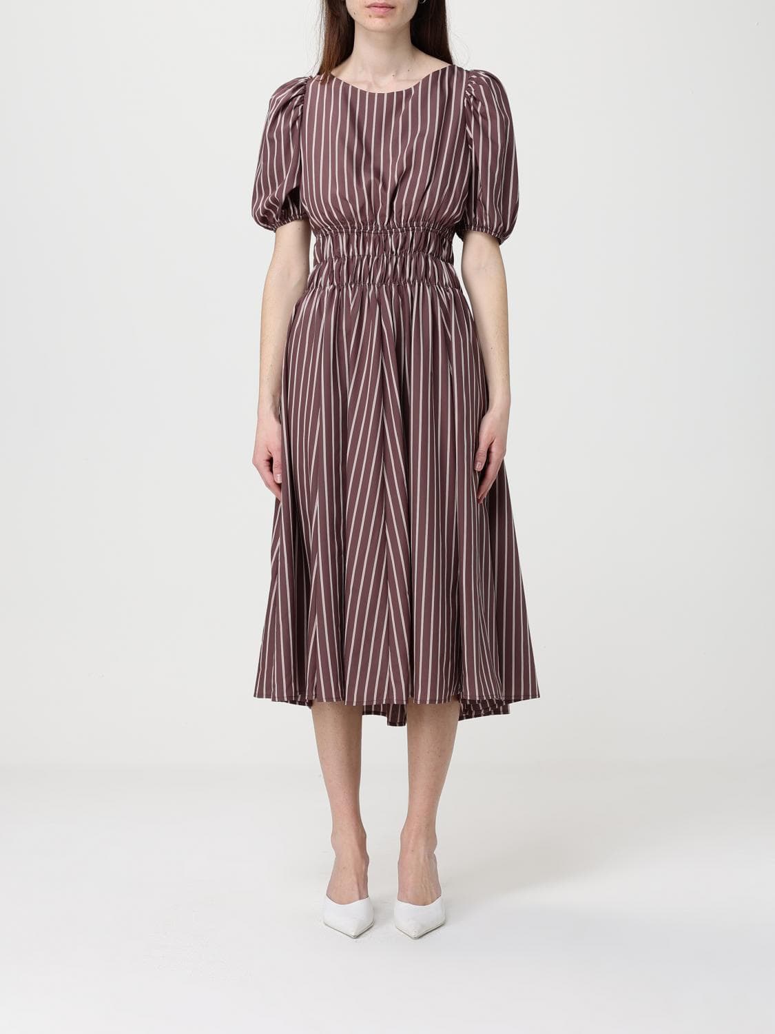 Pinko Striped Cotton Midi Dress · 38