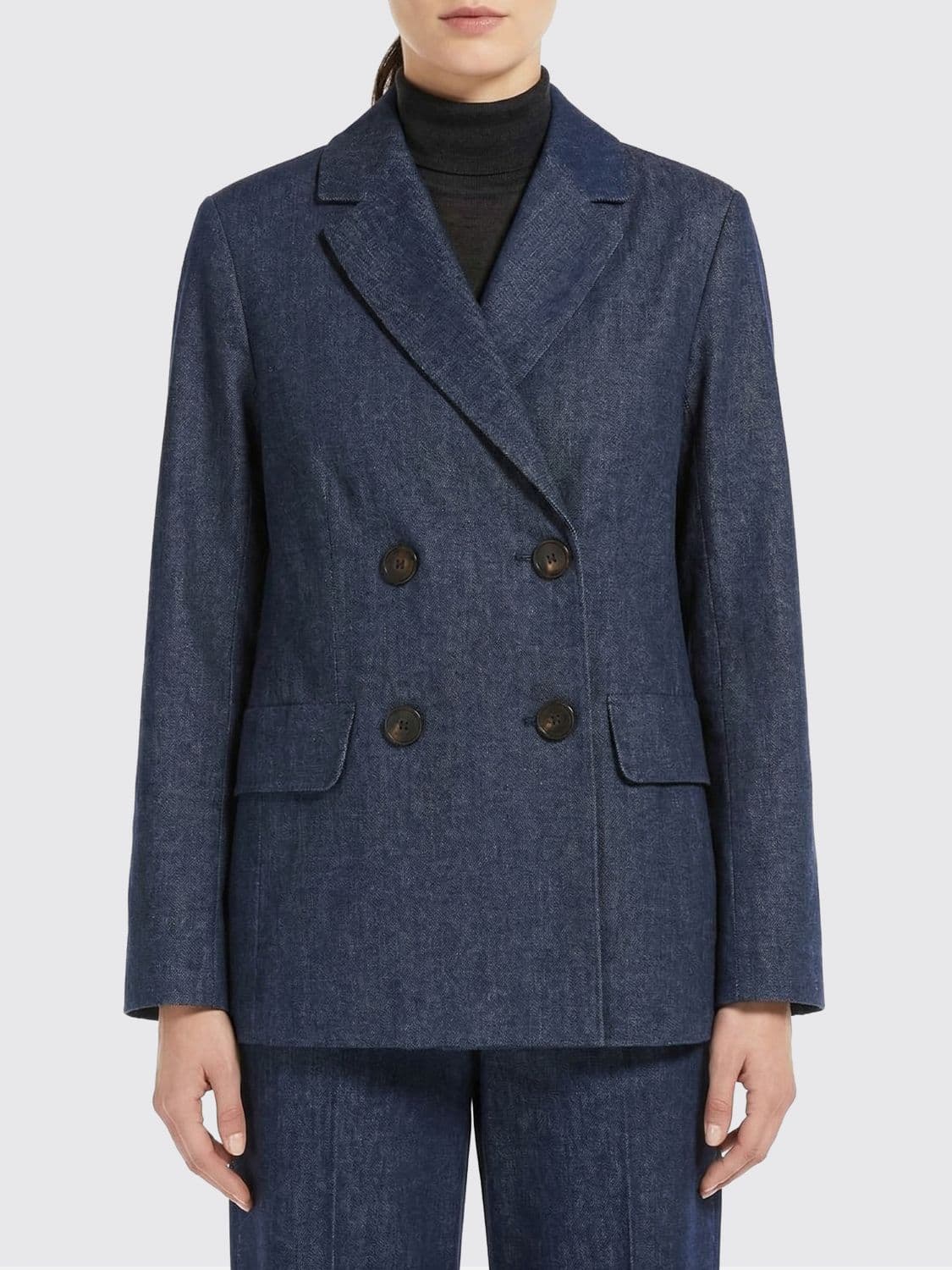 's Max Mara Double-Breasted Stretch Denim Blazer