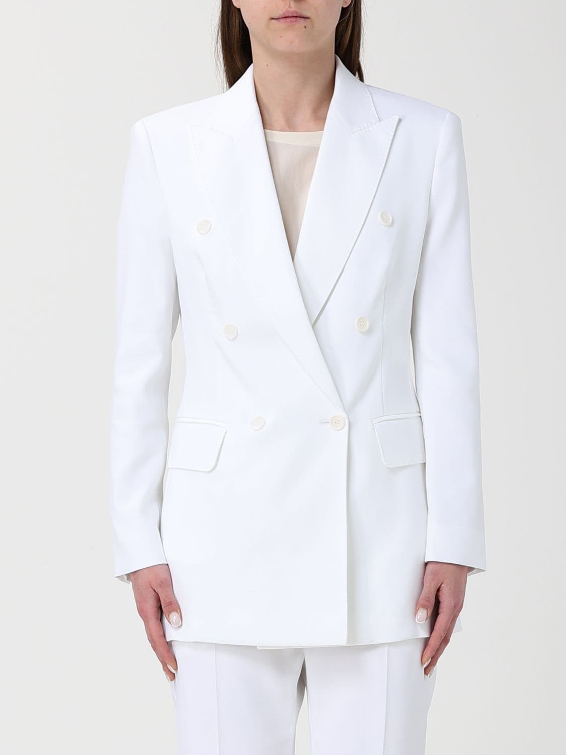 Max Mara Double-Breasted Cotton Blend Blazer