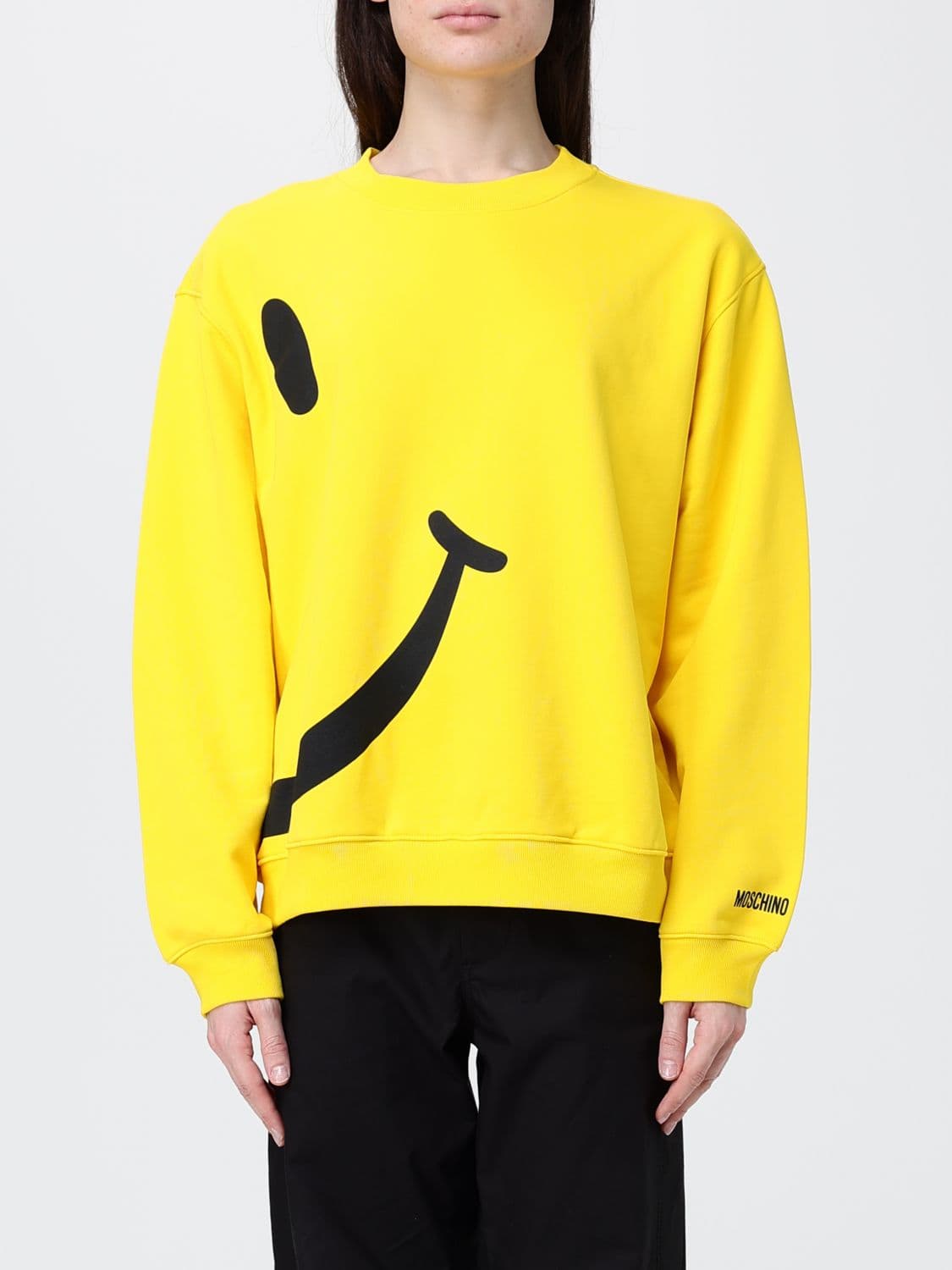 Moschino Couture Cotton Crew Neck Sweatshirt with Smile Print