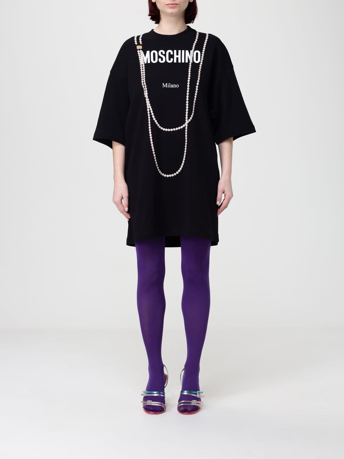 Moschino Couture Cotton T-Shirt Dress with Logo Print