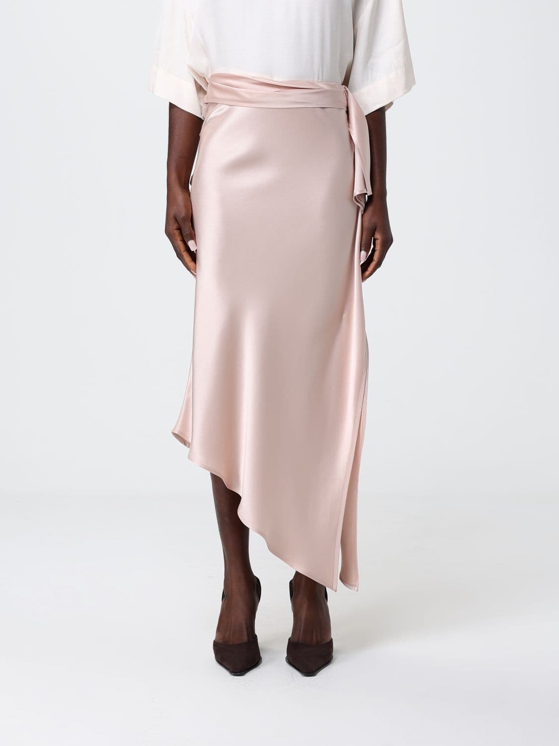 Pinko Asymmetric Satin Skirt · 40